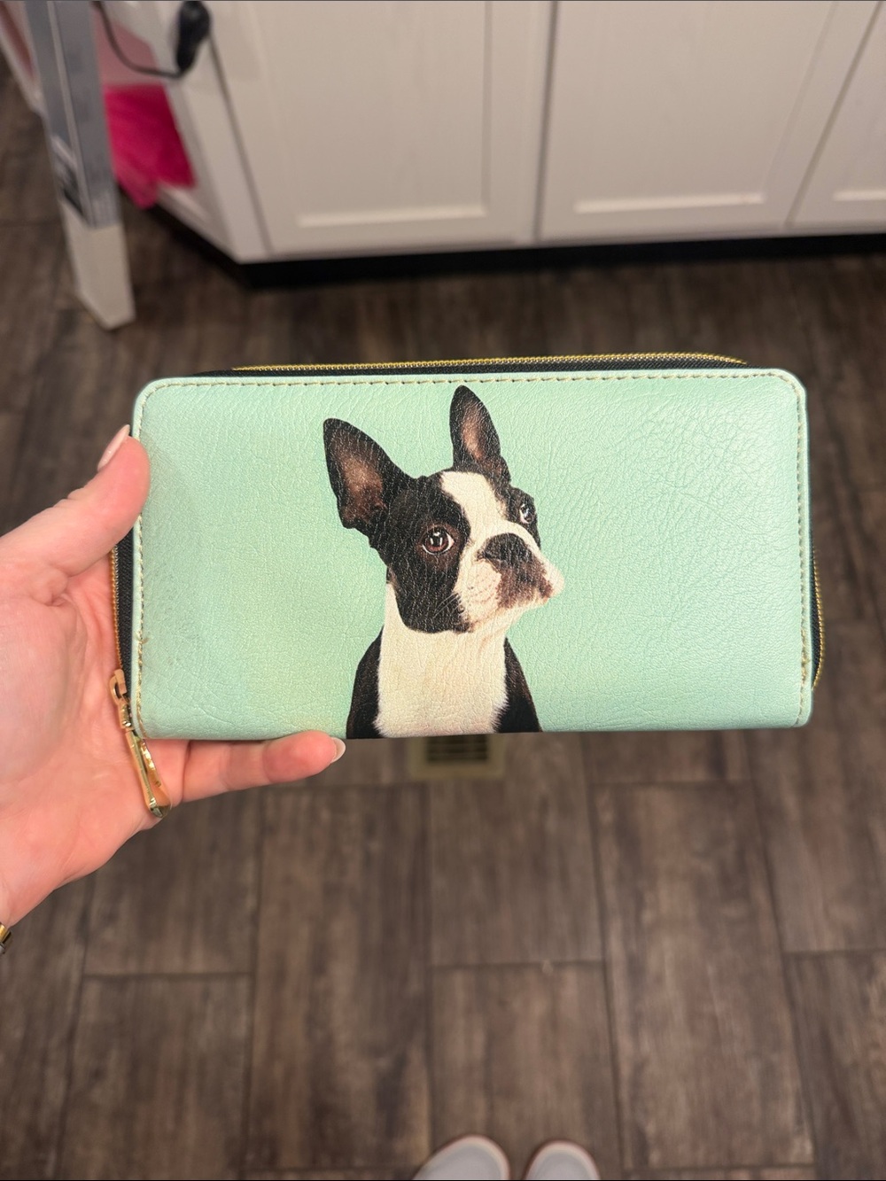 Boston Terrier - Dog Print Zip Wallet - Mint